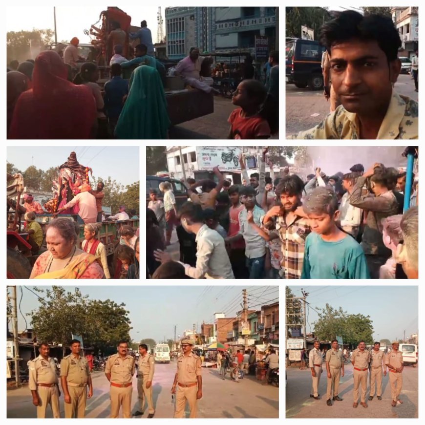 पुलिस प्रशासन की कड़ी सुरक्षा के मध्य हुआ देवी प्रतिमाओं का विसर्जन