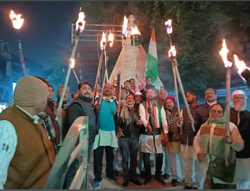 राष्ट्रीय एवं प्रदेशीय नेताओं की अगुवाई में कांग्रेसजनों ने निकाली पांच किलो मीटर न्याय यात्रा