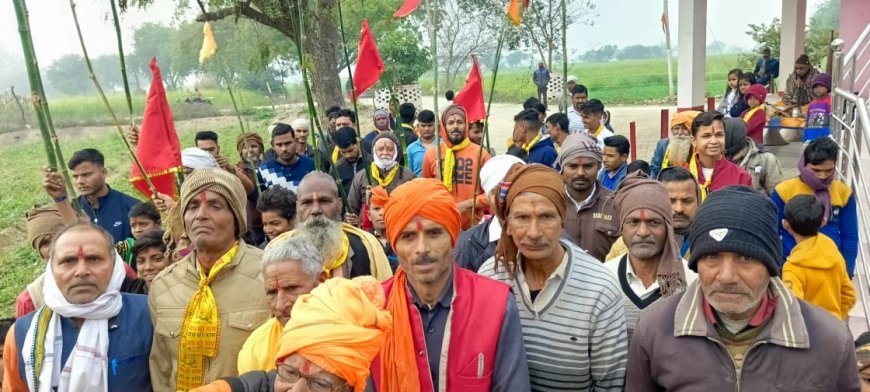 राम लला की प्राण प्रतिष्ठा के शुभअवसर पर महावीर सेना का भव्य आयोजन,बैंड बाजे गोला बारूद के साथ निकाली शोभा यात्रा