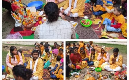 दिशा दर्शन स्मार्ट स्कूल एट में बसंत पंचमी पावन पर्व हर्षाेलास से मनाया गया