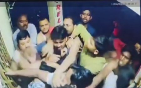 पैथलॉजी लैब में मारपीट, घटना सीसीटीवी में कैद