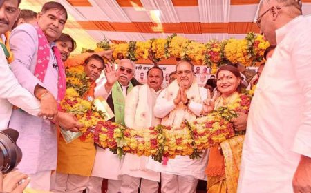 भाजपा प्रत्याशी भानुप्रताप वर्मा के नामांकन जुलूस में बोले प्रदेश अध्यक्ष यूपी से हो रहा कांग्रेस का पलायन