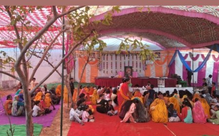 श्रीमद् मद भागवत कथा के आयोजन की निकाली गई कलश यात्रा