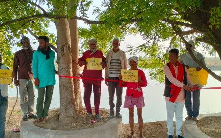 विश्व पर्यावरण दिवस पर पेड़ों में धागा बांधकर लिया वृक्षों को बचाने का संकल्प