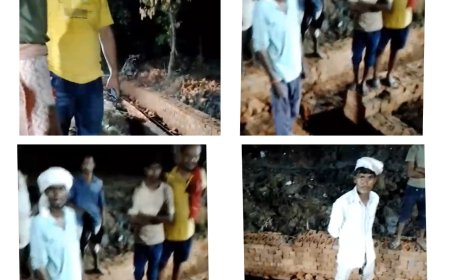 रात्रि के अंधेरे में हो रहा घटिया निर्माण कार्य