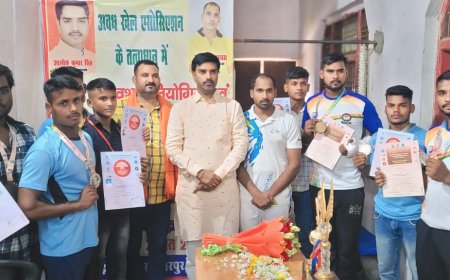 जिला पंचायत अध्यक्ष प्रतिनिधि द्वारा राष्ट्रीय खिलाड़ियों को किया गया सम्मानित