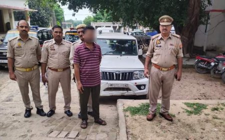 पुलिस ने अभियुक्त को चोरी की गाड़ी के साथ किया गिरफ्तार