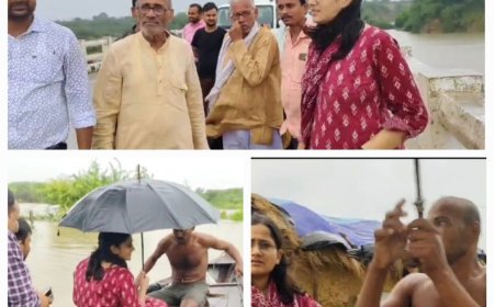 सदर एसडीएम नेहा व्याडवाल ने बाढ प्रभावित क्षेत्र का नाव द्वारा भ्रमण कर स्थिति का लिया जाएगा