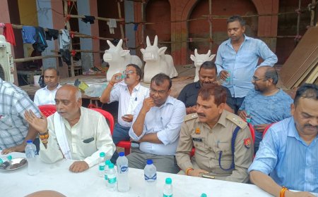 सेन्ट्रल कमेटी के साथ अधिकारियों ने लिया दुर्गा पूजा तैयारी का जायजा