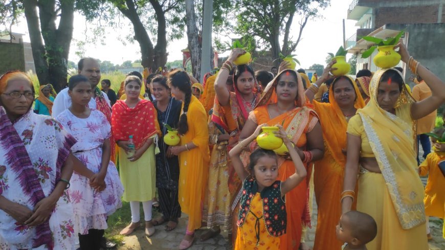 गाजी बाजे के साथ निकाली गई मंगल कलश यात्रा