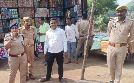 आतिशबाजी की दुकानों का पुलिस प्रशासन ने किया निरीक्षण