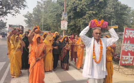 महा शिव पुराण की धूमधाम से निकली शोभायात्रा