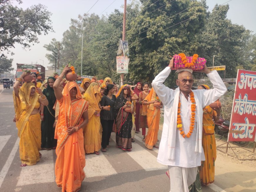 महा शिव पुराण की धूमधाम से निकली शोभायात्रा