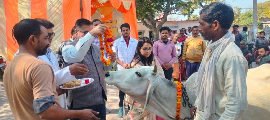 पशु आरोग्य शिविर का आयोजन कर योजनाओं की दी जानकारी