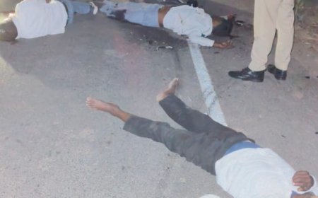 ट्रैक्टर की भीषण टक्कर से बाइक सवार युवक की मौत, 2 घायल