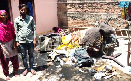 शार्ट सर्किट से लगी आग से घर का सामान जलकर हुआ खाक