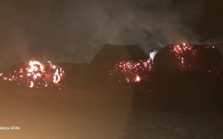 गुड़ मिल पर गन्ना की छोही में लगी आग से मचा हड़कंप