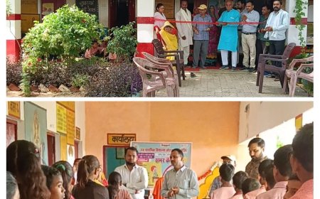 विधालय में आयोजित समर कैम्प में विधार्थियों को सिखाया गया योगा