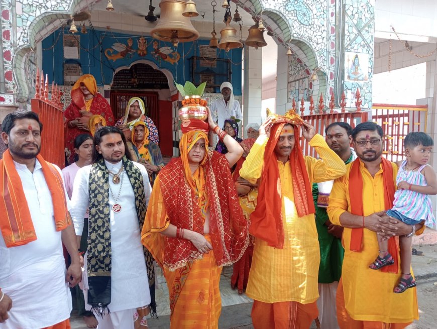 महामृत्युंजय जाप हेतु निकली भव्य कलश यात्रा