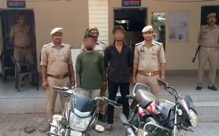 चोरी की मोटर साइकिल सहित पकड़े गए दो अभियुक्त