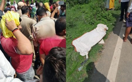 किशोर की सड़क हादसे में मौत दो घायल आक्रोशित ग्रामीणों ने किया रोड जाम