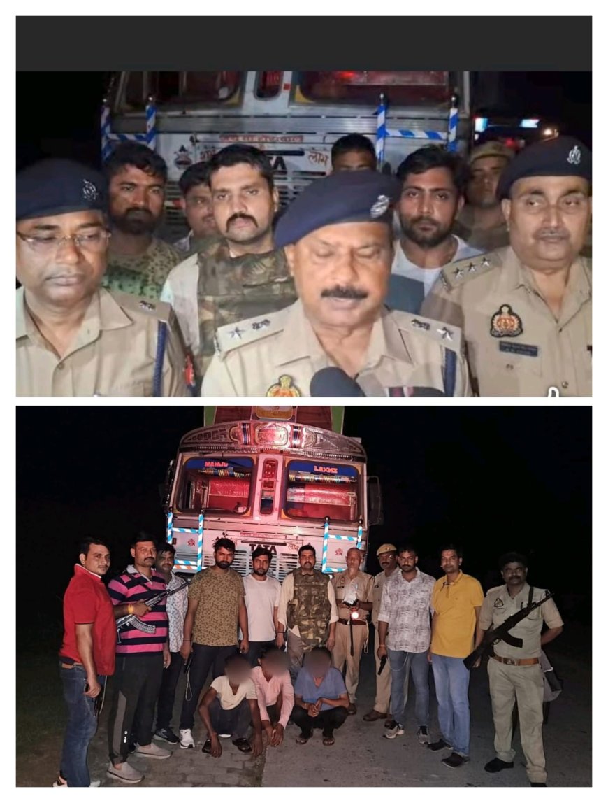 एक आरोपी के पैर में लगी गोली, असलहे,चोरी का माल व ट्रक बरामद