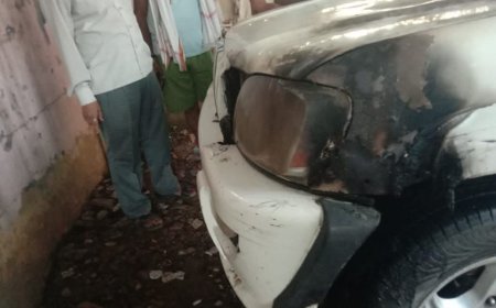 अज्ञात बदमाशों ने स्कार्पियो को जलाने का किया प्रयास , पुलिस जांच में जुटी