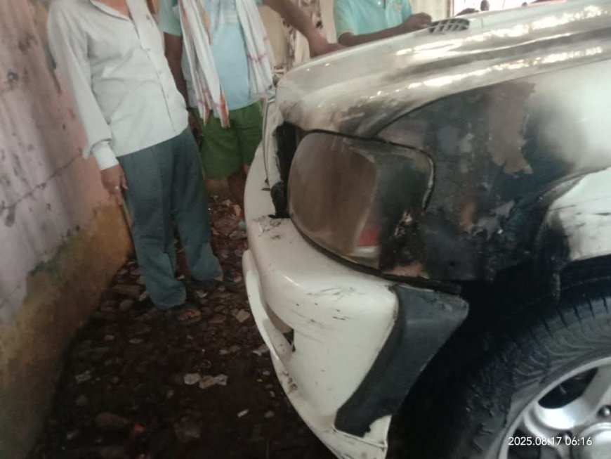 अज्ञात बदमाशों ने स्कार्पियो को जलाने का किया प्रयास , पुलिस जांच में जुटी