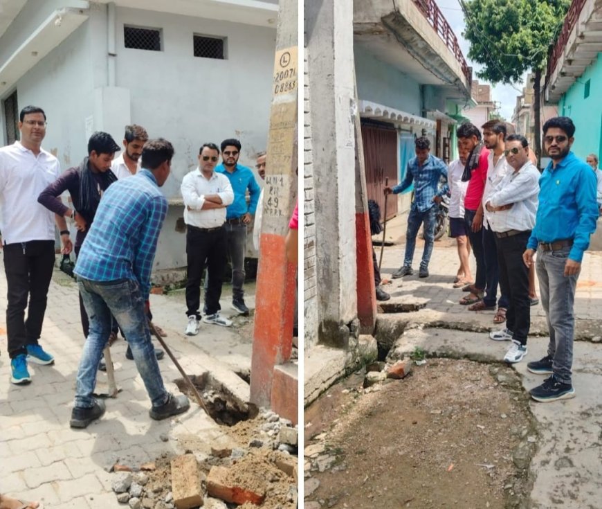 इंजीनियरों तथा पुलिस की मौजूदगी में खम्भा गाढ़ने का सुलझा विवाद