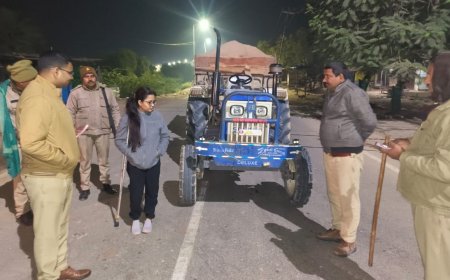 एस डी एम को देखकर ट्रैक्टर छोड़कर ट्रैक्टर चालक हुआ फरार